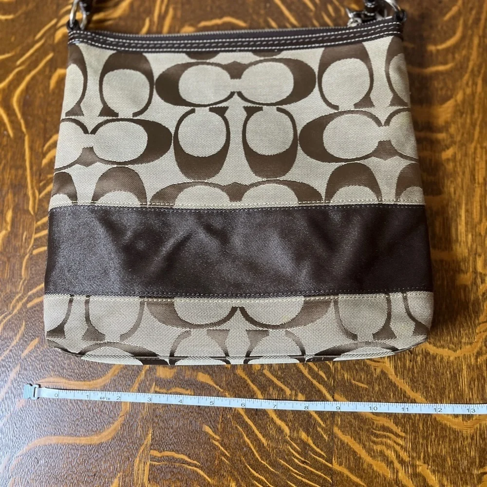 Coach Signature C Canvas with Brown Stripe Shoulder Bag
